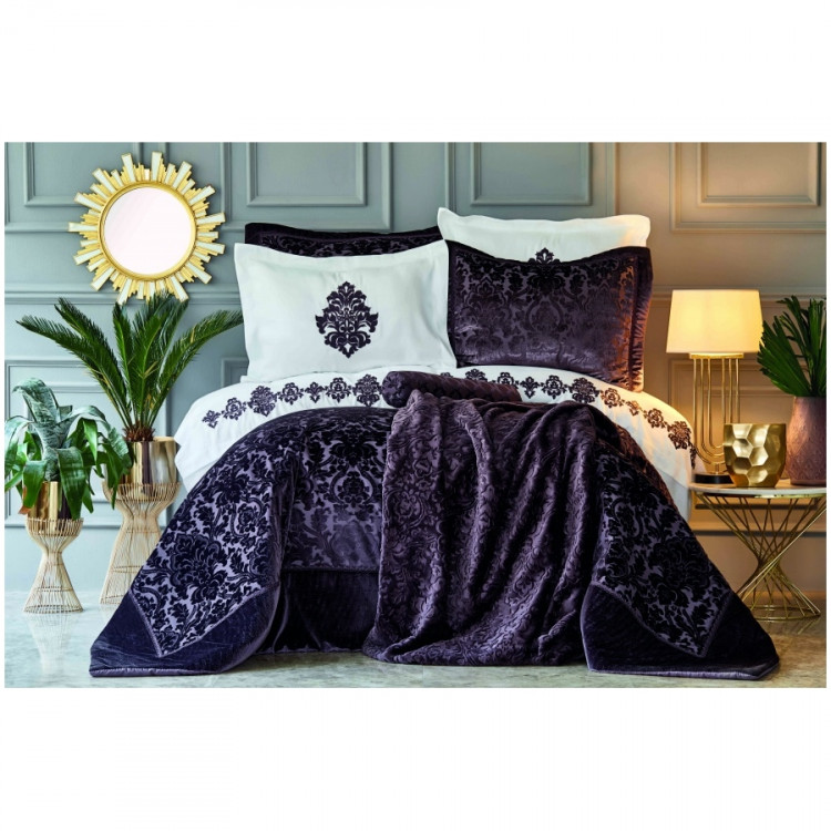 Набор постельного белья с одеялом Karaca Home - Volante murdum фиолетовый (11 предметов)