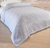 Простирадло махрове Uniko crown home 200x230 см Листя сіре