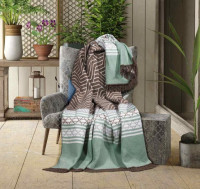 Двусторонний хлопковый плед Moss Home 180x220 см, модель 1