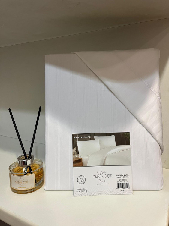 Постільна білизна Maiosn Dor Raye Elegante white сатин страйп євро