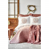 Набор постельное белье с пледом и покрывалом  Karaca Home Chester pudra 2020-1 пудра евро 