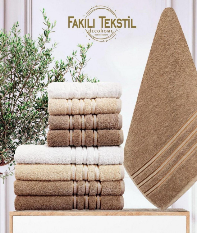 Набор махровых полотенец Fakili Полоска бежевые из 4 шт. 70х140 см