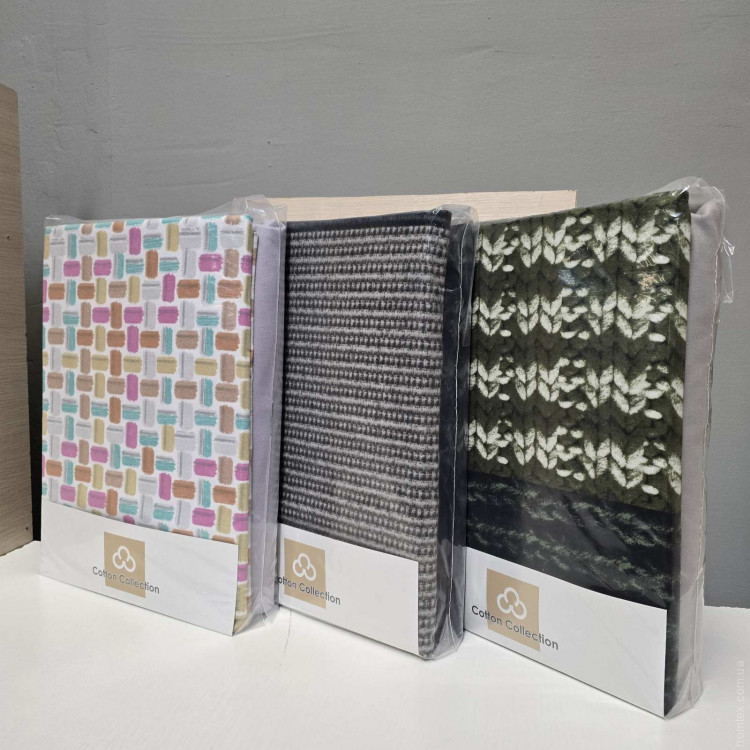 Простирадло на резинці з наволочками з фланелі Cotton Collection 160х200 см + 25 см, в асортименті модель 3