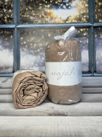 Простирадло бавовняне на резинці Majoli з наволочками 180х200 см + резинка темно - бежева