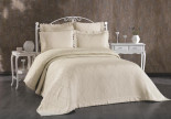 Покривало жакардове з мереживом Finezza Home Milano bej 250x260 см з наволочками 50х70 см