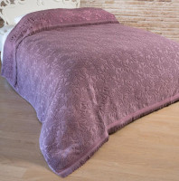 Простирадло махрове Uniko crown home 200x230 см Листя фіолетове