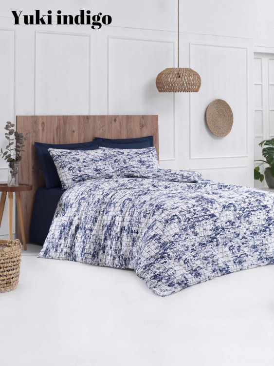 Постільна білизна Altinbasak Yuki indigo ранфорс євро