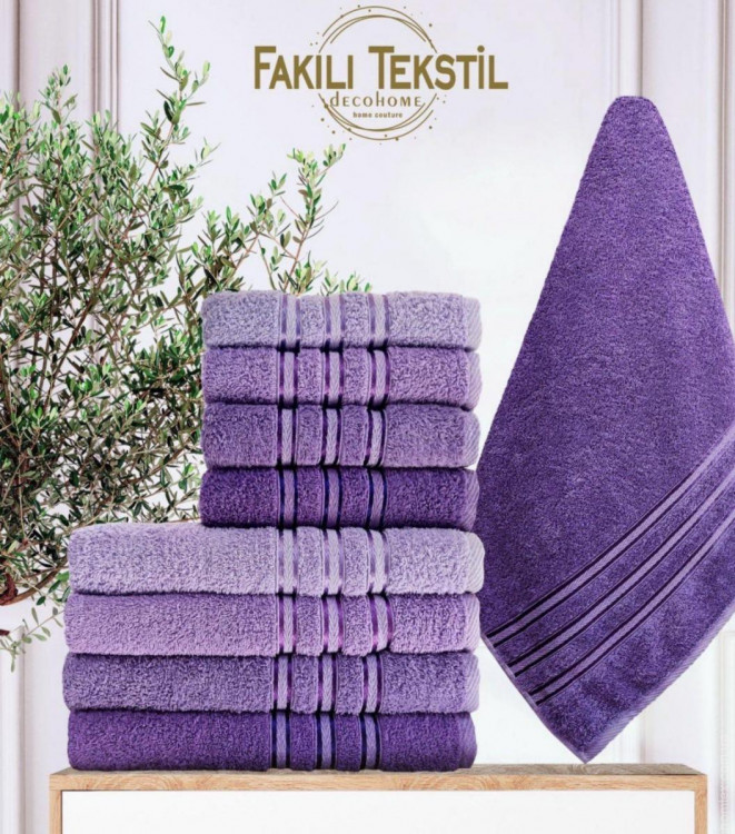 Набор махровых полотенец Fakili Полоска фиолетовые из 4 шт. 70х140 см Набор махровых полотенец Fakili Полоска фиолетовые из 4 шт. 70х140 см