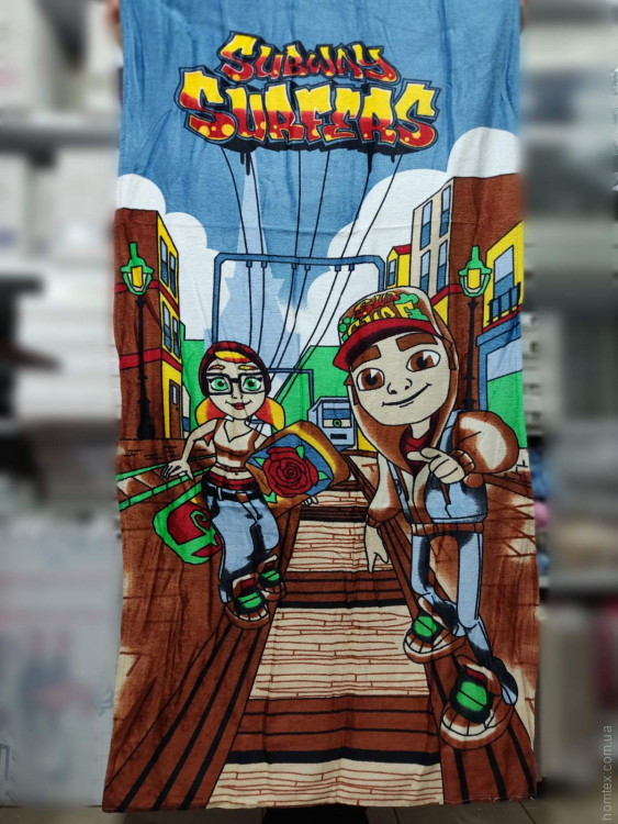 Пляжное полотенце Махра/велюр 75х150 см. Subway Surfers