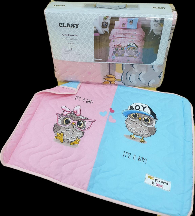 Покривало дитяче/підліткове стьобане Clasy Puhu 180x240 см з наволочкою