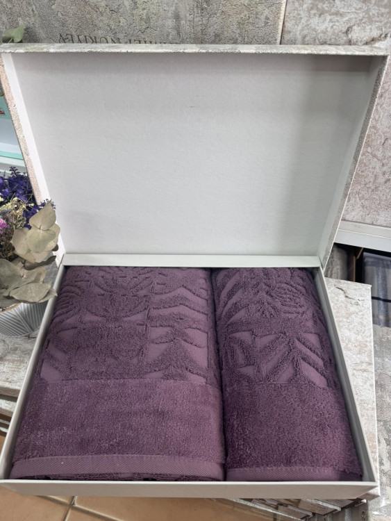 Набір махрових рушників із 2-х штук Sikel жаккардові 50x90+70x140 см, модель 1