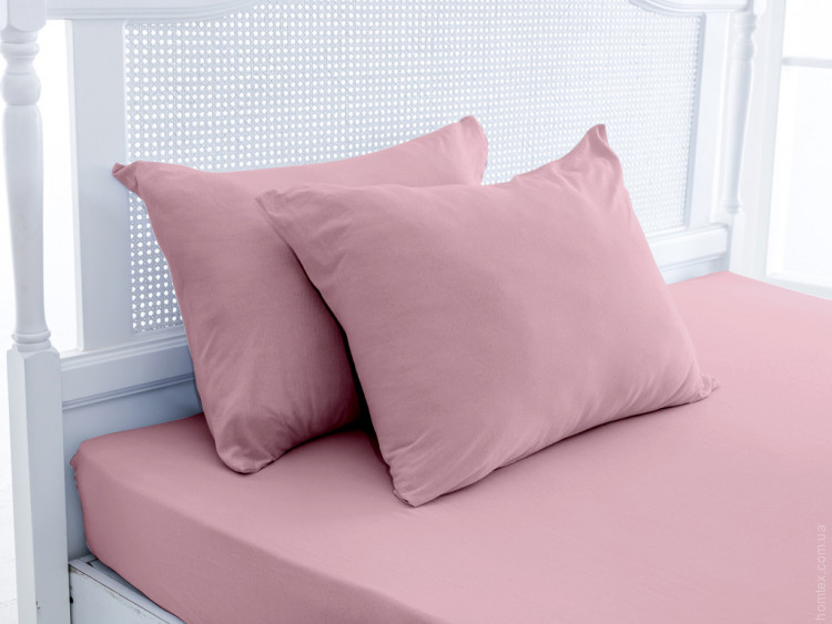 Трикотажный набор Mirson 19-533 Oskarino простынь на резинке – 180x190+25 см + наволочка 2 шт - 50x70 см, нежно розовый