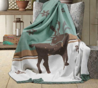 Двусторонний хлопковый плед Moss Home 180x220 см, модель 5
