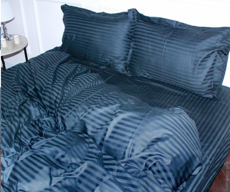 Наволочка Mirson Satin Stripe 30-0021 Dark Blue 50x70 см сатиновая