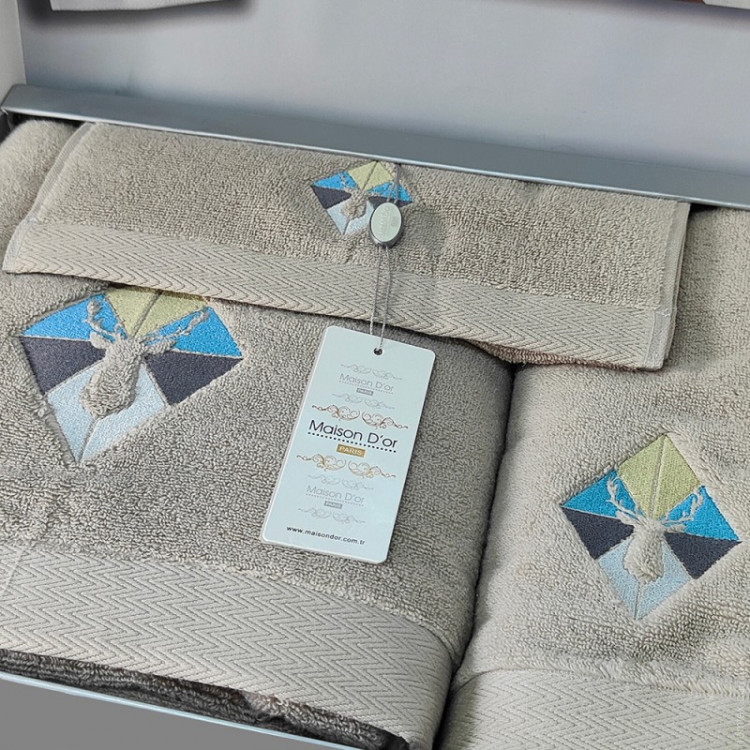 Набір рушників Maison D'or CERFY TOWEL SET BEIGE з 3-х шт (30x50 см, 50x100 см, 85x150 см)