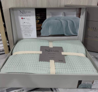 Вафельное пике - покрывало Nil Home 200x220 см мятное