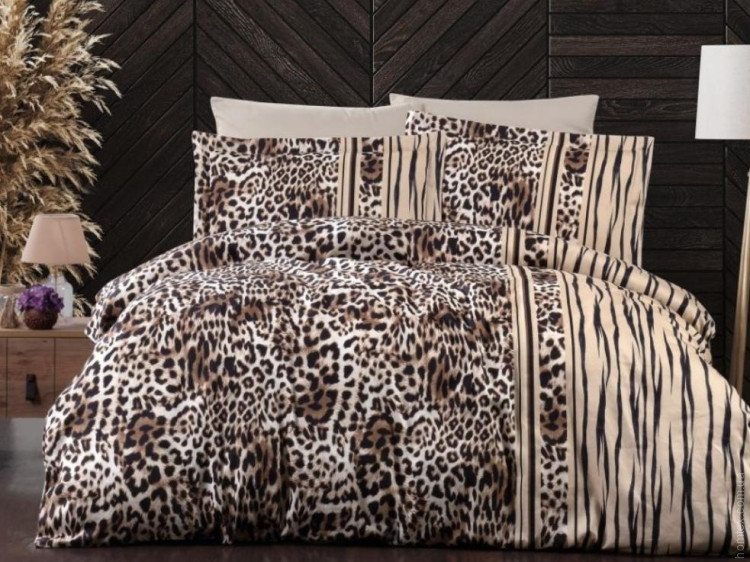 Постільна білизна First Choice Leopard Brown сатин євро