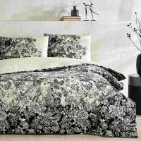 Постельное белье TAC Magie black с покрывалом стеганым 220х230 см 