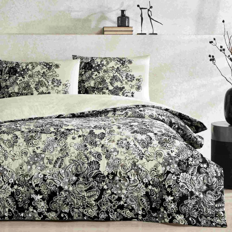 Постельное белье TAC Magie black с покрывалом стеганым 220х230 см 