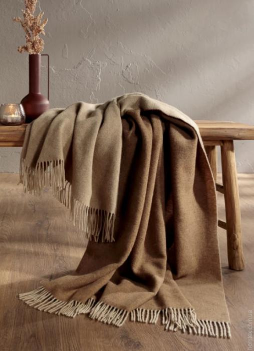 Плед Biederlack Plaid camel-beige 130x170 см шерстяной