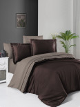 Постельное белье First Choice Satin de luxe dark brown-mink евро