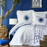 Набор постельное белье с пледом и покрывалом  Karaca Home Belina mavi 2019-2 голубой евро 