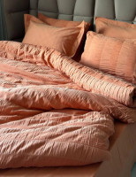 Постельное белье Saheser Salmon orange вареный хлопок евро