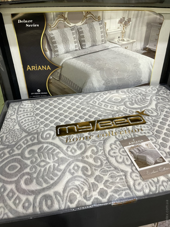 Покрывало гобеленовое My Bed lux Ariana gri 240x260 см с наволочками 50x70 см 