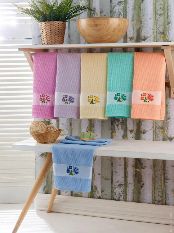 Кухонные полотенца Nilteks Вафельные цветные 50x70 см 12 шт.