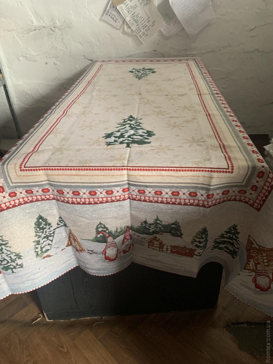 Скатертина гобеленова новорічна Alltex 140x220 см модель 2