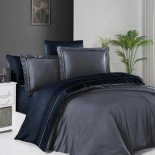 Постельное белье First Choice Serenity Dark Grey Blue сатин Delux евро