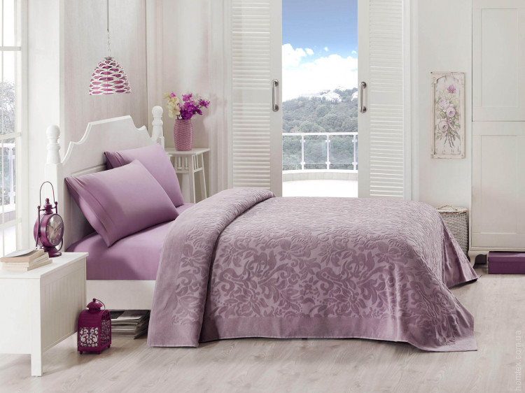 Простынь махровая TAC Lyon Orkide 200x220 см