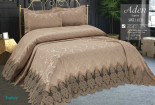 Покрывало жаккардовое с кружевом 260x260 см KC Home Aden Sonil Laced Cappucino