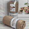 Простынь страйп - сатин Romeo Home 160x200+30 см с наволочками светло - коричневая