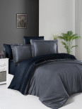 Постельное белье First Choice Satin de luxe dark grey-navy blue евро 
