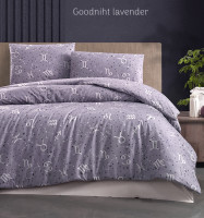 Постельное белье First Choice ранфорс Goodnight lavender евро с простынью на резинке