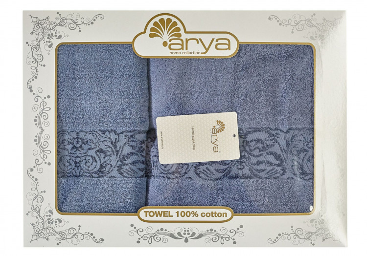 Набор полотенец Arya Jewel темно-голубой 50x90 см +70х140 см