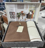 Набір махрових рушників Istanbul Babil з 2-х штук 50х90 см + 90х150 см коричневий