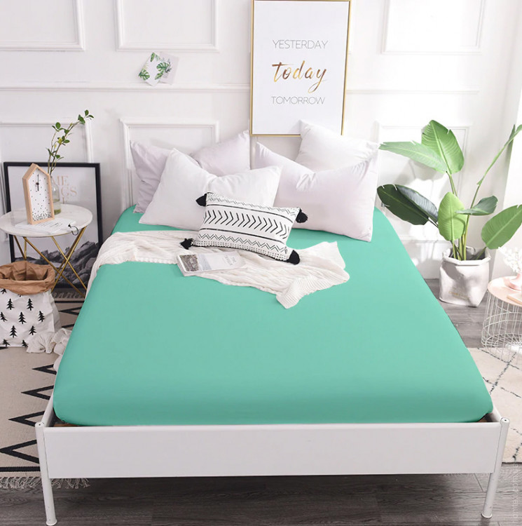 Простынь Mirson 11-2208 Mint бязь 80x190 см на резинке по периметру Простынь Mirson 11-2208 Mint бязь 150x190 см на резинке по периметру