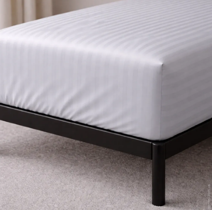 Простынь натяжная U-tek сатин Boston Soft Grey Stripe 100x200+25 см