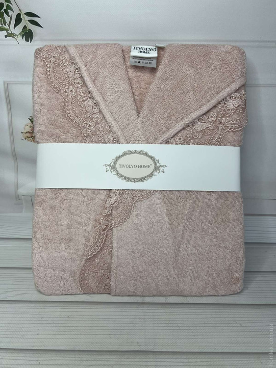 Халат махровий бамбуковий Tivolyo Home Carmen пудровий