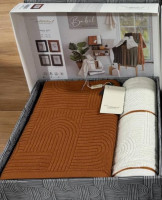 Набір махрових рушників Istanbul Babil з 2-х штук 50х90 см + 90х150 см теракот+молочний