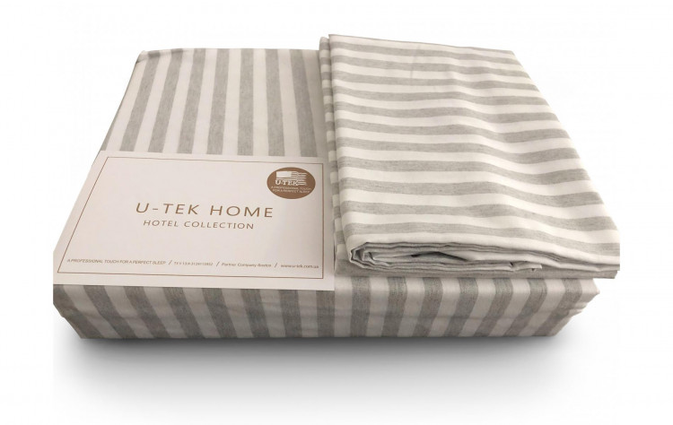 Простынь Utek Hotel Collection Cotton Stripe Grey 30 180x190 см 