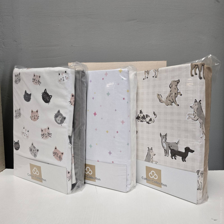 Простирадло на резинці з наволочками з фланелі Cotton Collection 160х200 см + 25 см, в асортименті модель 11