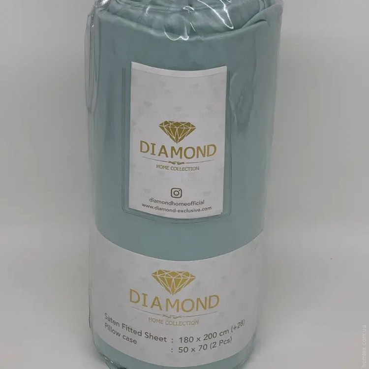 Простыня на резинке DIAMOND HAVLU SATIN MINT 180x200 см