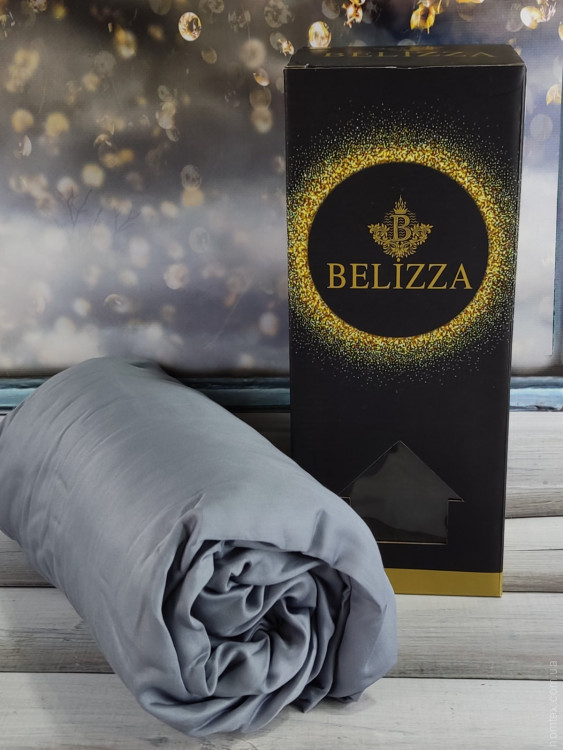 Простирадло на резинці Belizza світло-сіре 100х200 см + 30 см з наволочкою 50х70 см