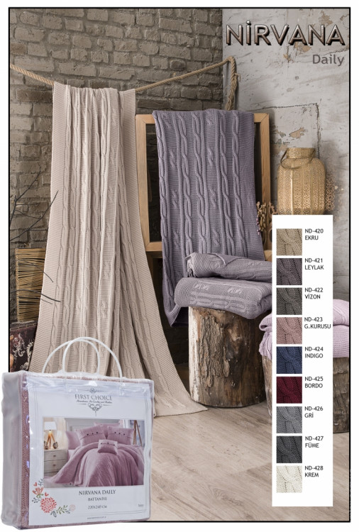 Вязанный плед - покрывало First Choice Nirvana 425 Bordo (бордовый) 220x240 см