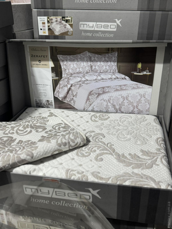 Покрывало хлопковое стёганное My Bed Zerafet 240x260 см с наволочками Покрывало хлопковое стёганное My Bed Zerafet 240x260 см с наволочками