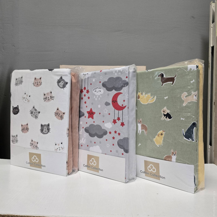 Простирадло на резинці з наволочками з фланелі Cotton Collection 160х200 см + 25 см, в асортименті модель 12