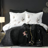Набор постельное белье с пледом и покрывалом  Karaca Home Unique siyah 2019-2 черный евро